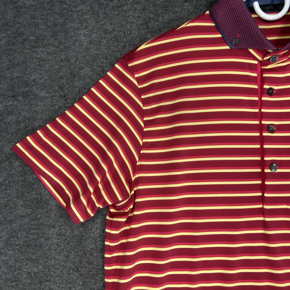 Greyson‎ Polo Shirt Mens S Red Wasaga Sugarcane Stripe Performance Golf - Picture 4 of 11